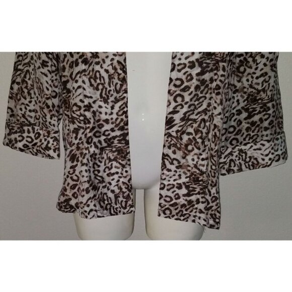 Chico's Leopard Print Shirt Top Cardigan Size 0 Open Front 3/4 Sleeves Cheetah - Picture 3 of 7
